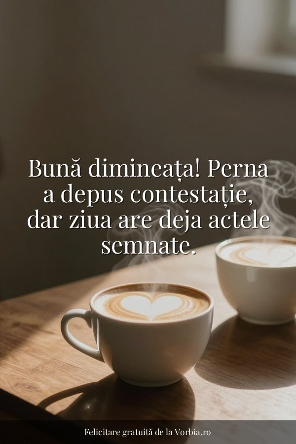 Bună dimineața! Perna a depus contestație, dar ziua are deja actele semnate. - felicitare Vorbia.ro