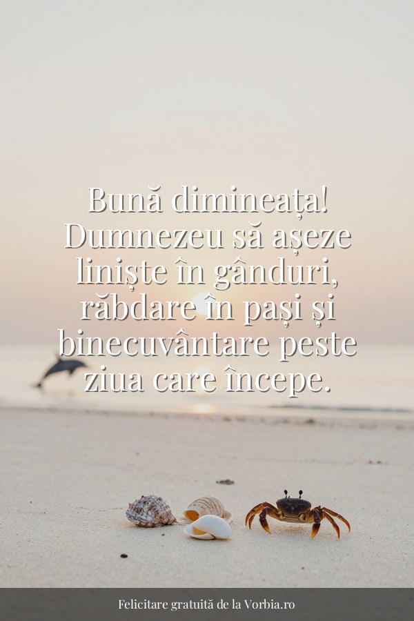 Bună dimineața! Dumnezeu să așeze liniște în gânduri, răbdare în pași și binecuvântare peste ziua care începe. - felicitare Vorbia.ro