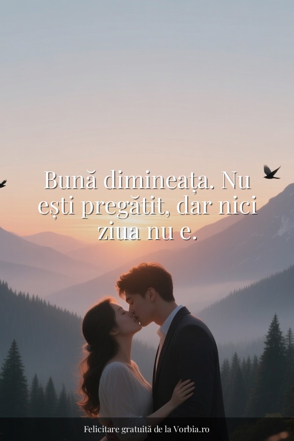 Bună dimineața. Nu ești pregătit, dar nici ziua nu e. - felicitare Vorbia.ro