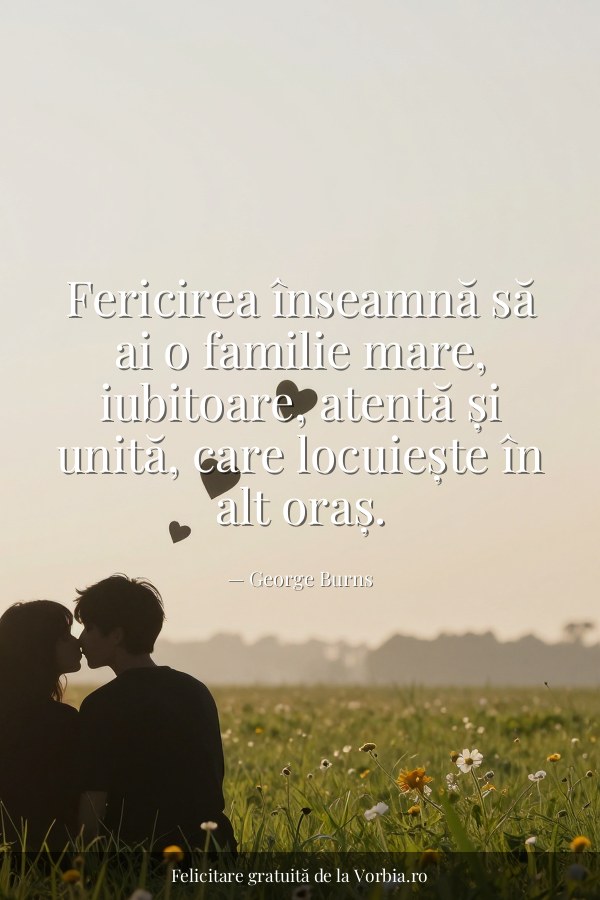 Fericirea înseamnă să ai o familie mare, iubitoare, atentă și unită, care locuiește în alt oraș. - felicitare Vorbia.ro